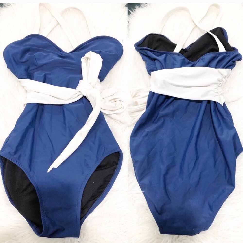 Albion Retro Fit Blue Swimsuit with Sash